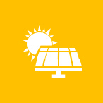 На жълт фон са изобразени слънце и соларен панел