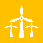 Вятърни турбини на жълт фон